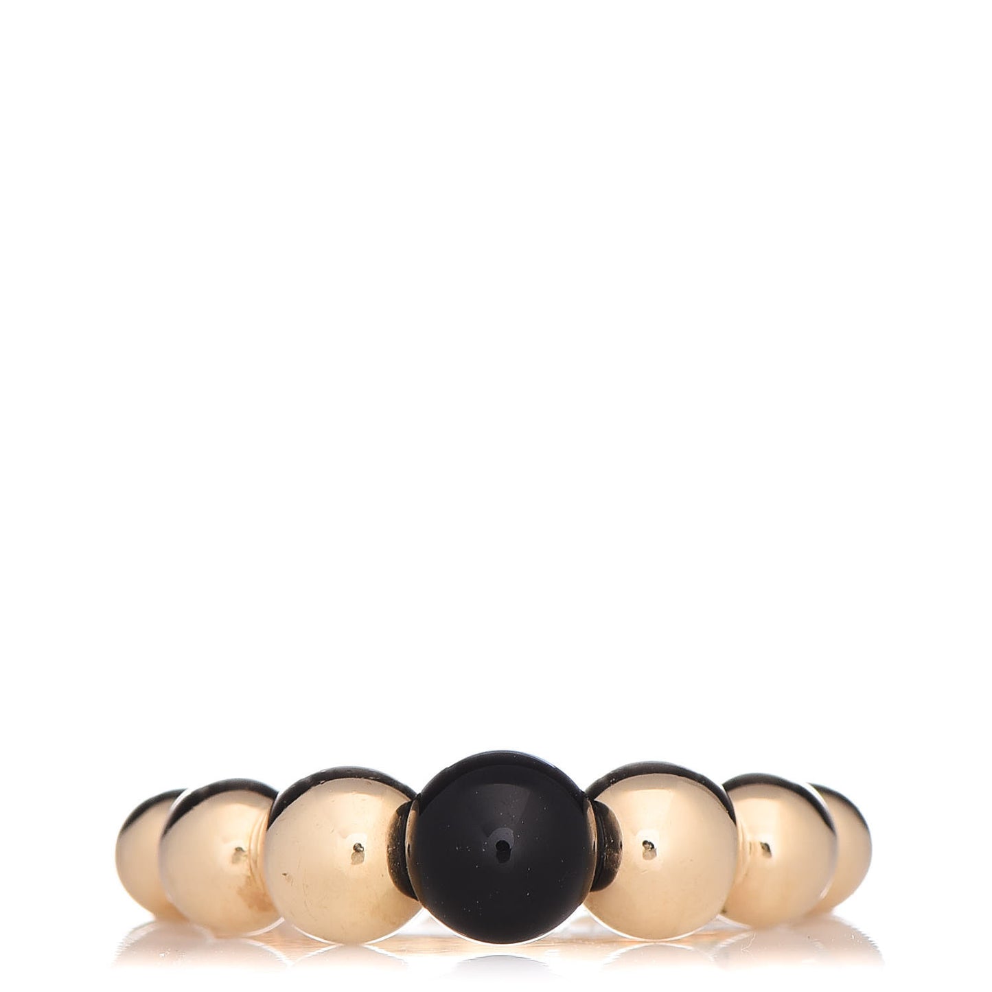 18K Yellow Gold Onyx Perlée Couleurs Variation Ring 52 6