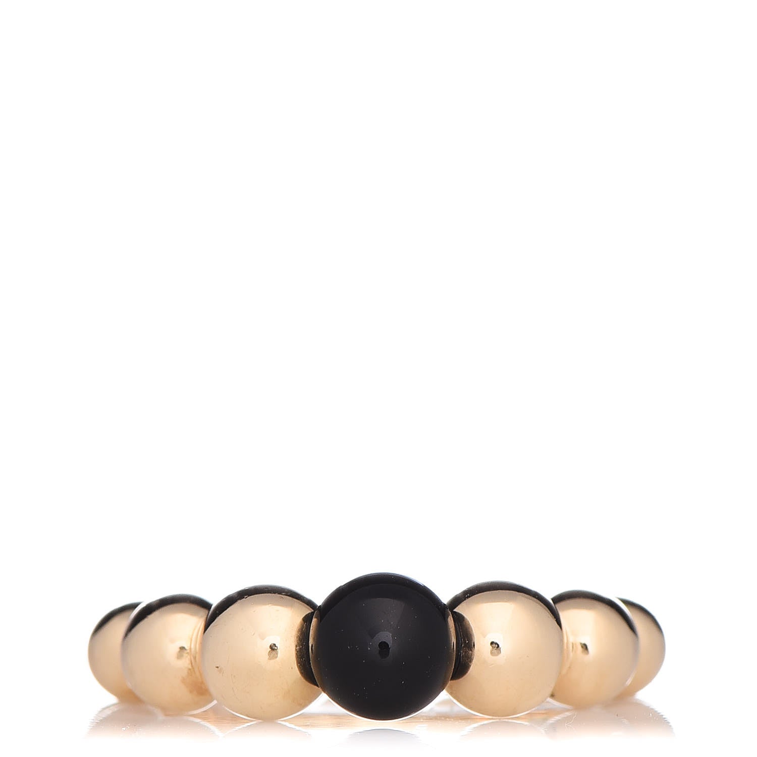 Van Cleef & Arpels 18K Yellow Gold Onyx Perlée Couleurs Variation Ring 52 6 1 of 8