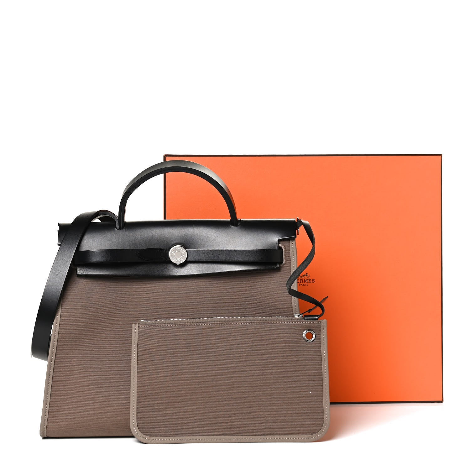 Hermes Vache Hunter Toile Officier Herbag Zip PM 31 Etoupe Black 9 of 9
