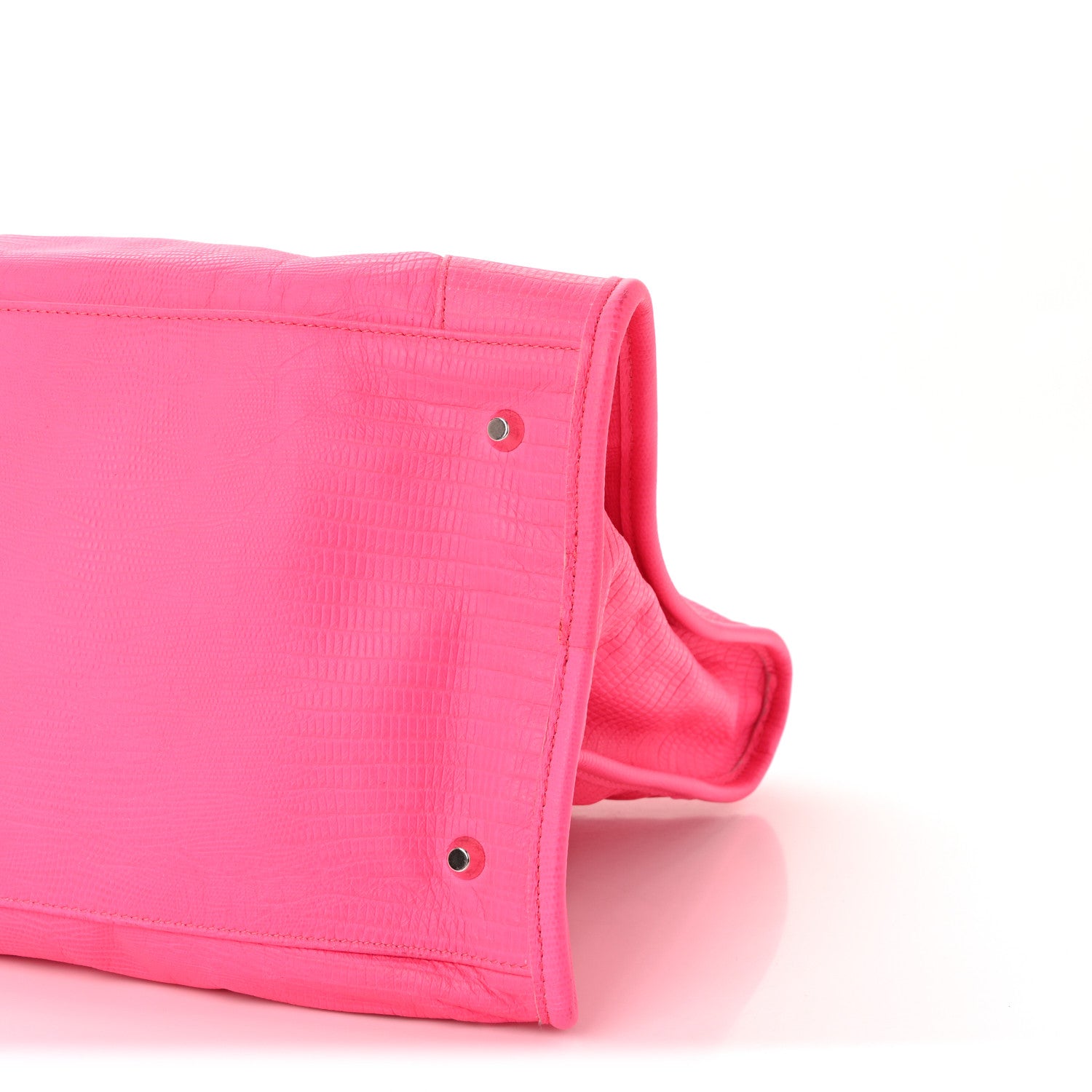 Balenciaga Calfskin Lizard Embossed Silver Hardware Work Rose Fluo 11 of 11