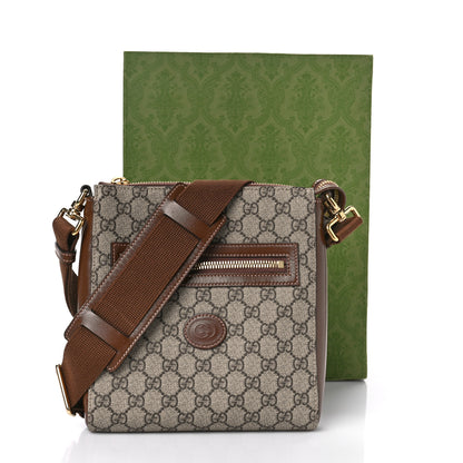 Gucci GG Supreme Monogram Azalea Calfskin Retro Interlocking G Flat Messenger Bag Beige Ebony Brown Sugar 9 of 9