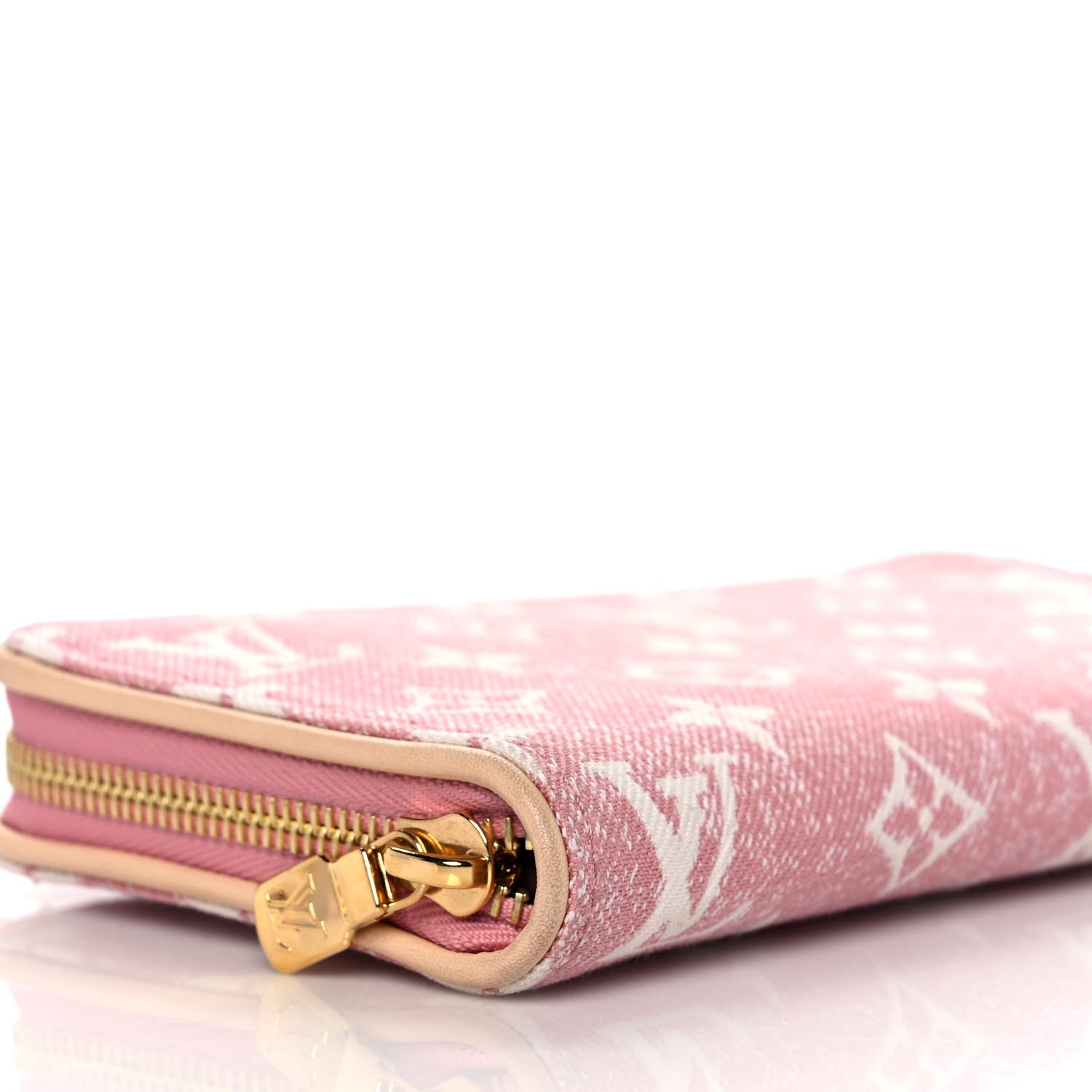 Louis Vuitton Denim Monogram Jacquard Zippy Wallet Pink 7 of 8