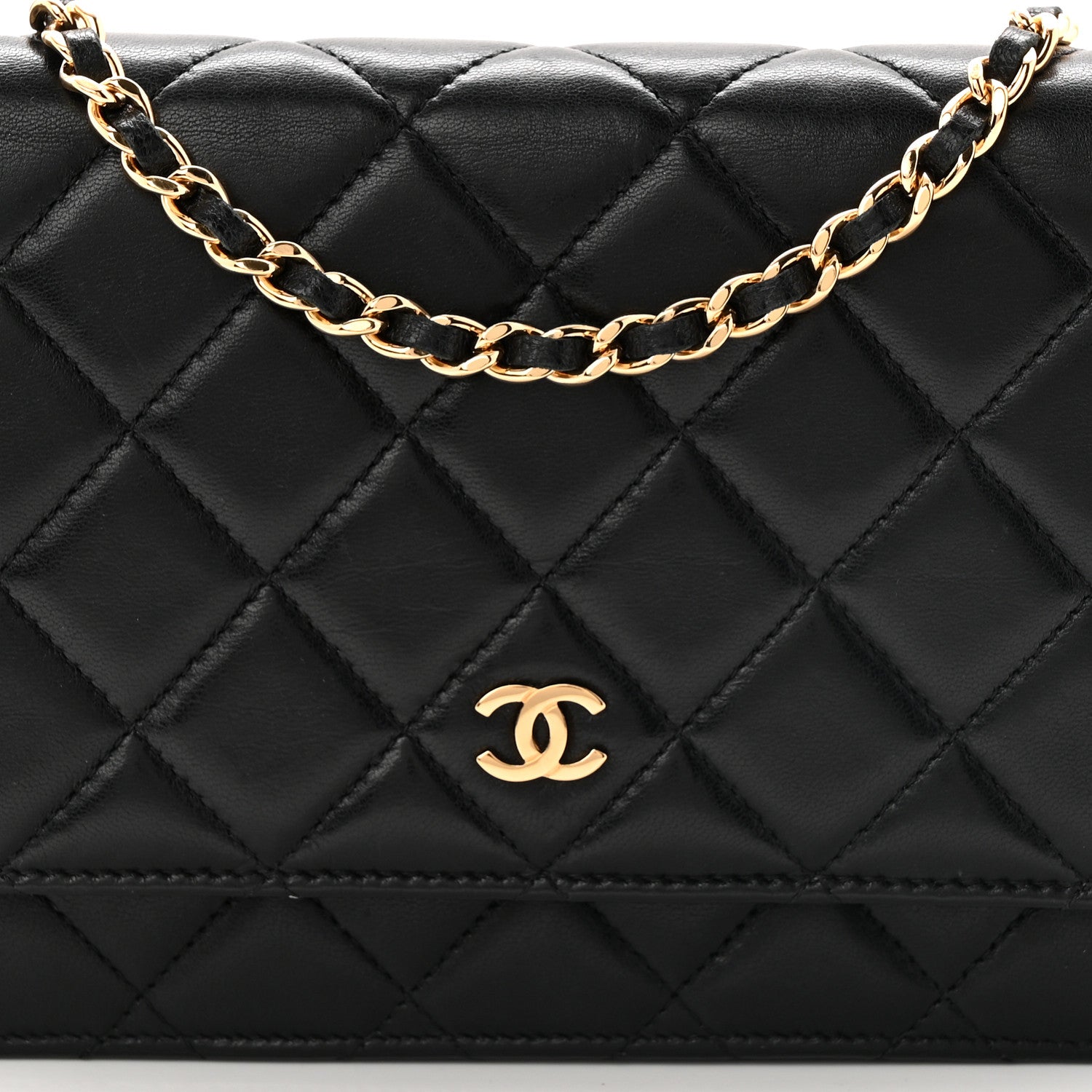 Chanel Lambskin Quilted Wallet On Chain WOC Black 9 of 12