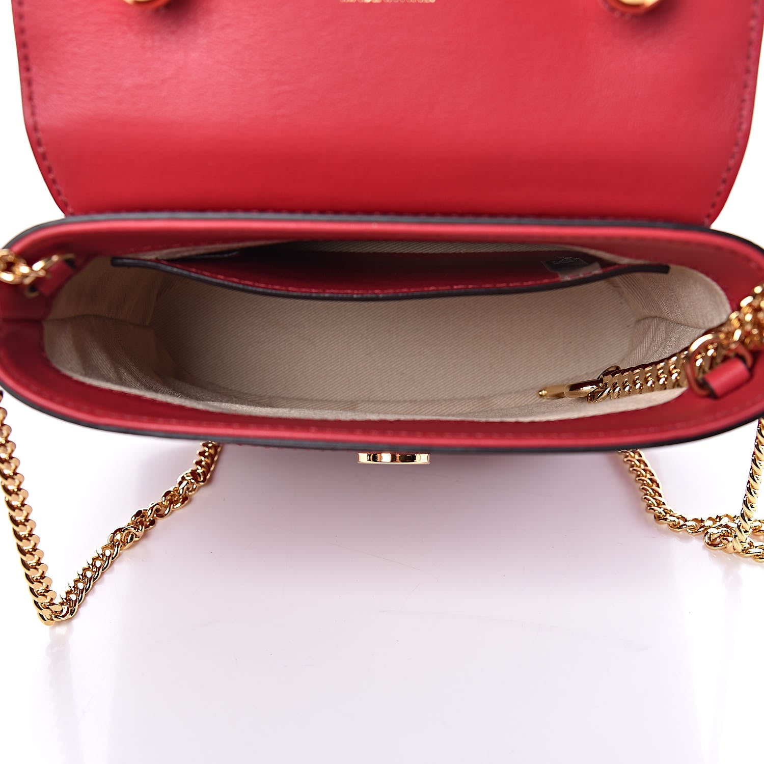 Chloe Calfskin Crocodile Embossed Small Aby Lock Dusky Red 5 of 8