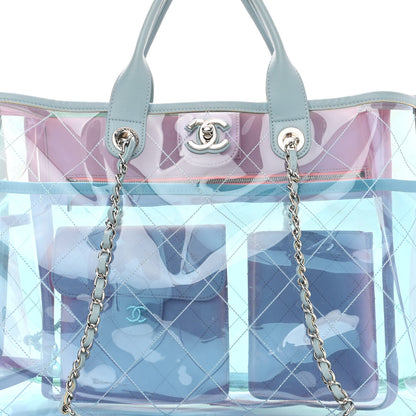 Chanel Lambskin PVC Quilted Medium Coco Splash Shopping Bag Blue Green Pink 8 of 10