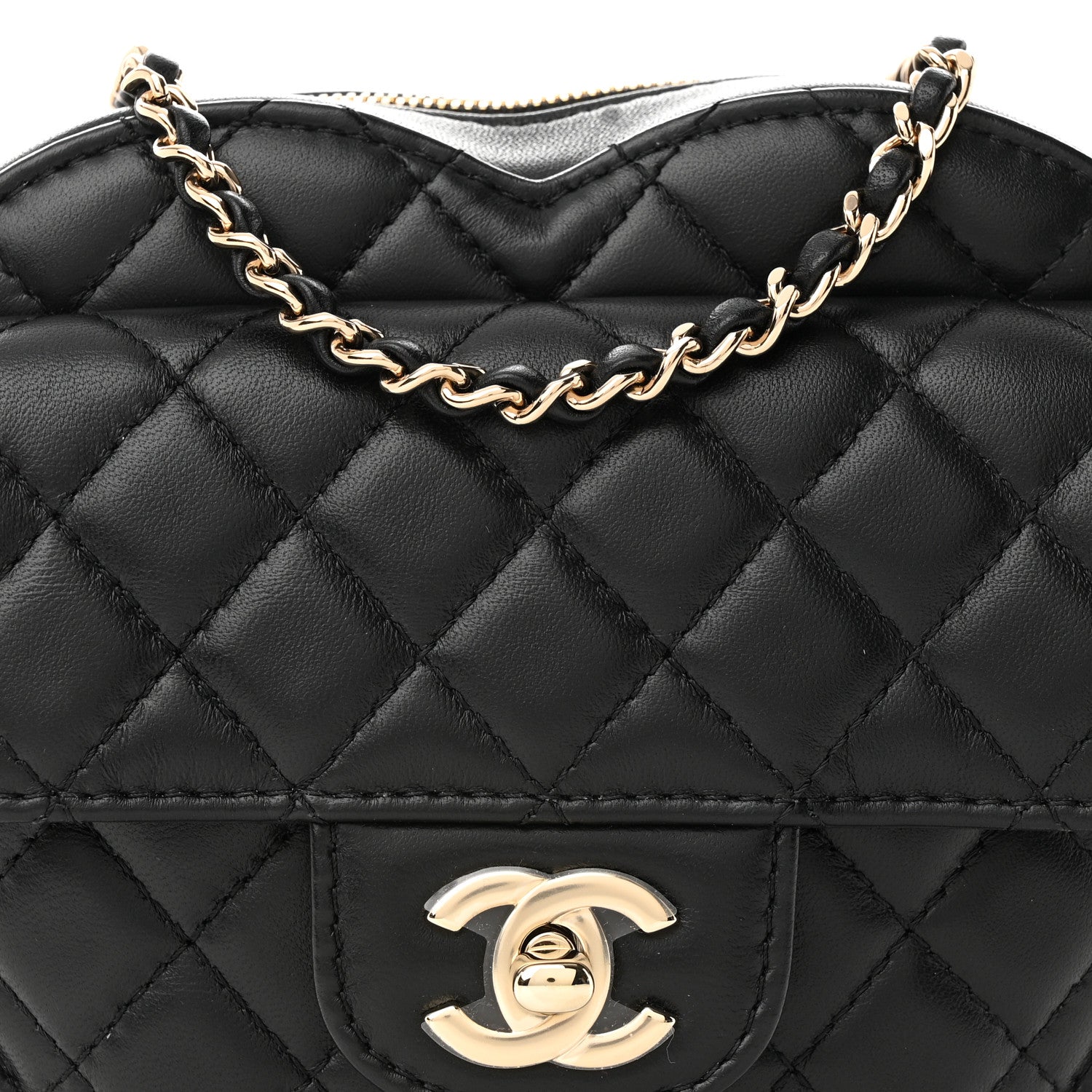 Chanel Lambskin Quilted CC In Love Heart Bag Black 8 of 11