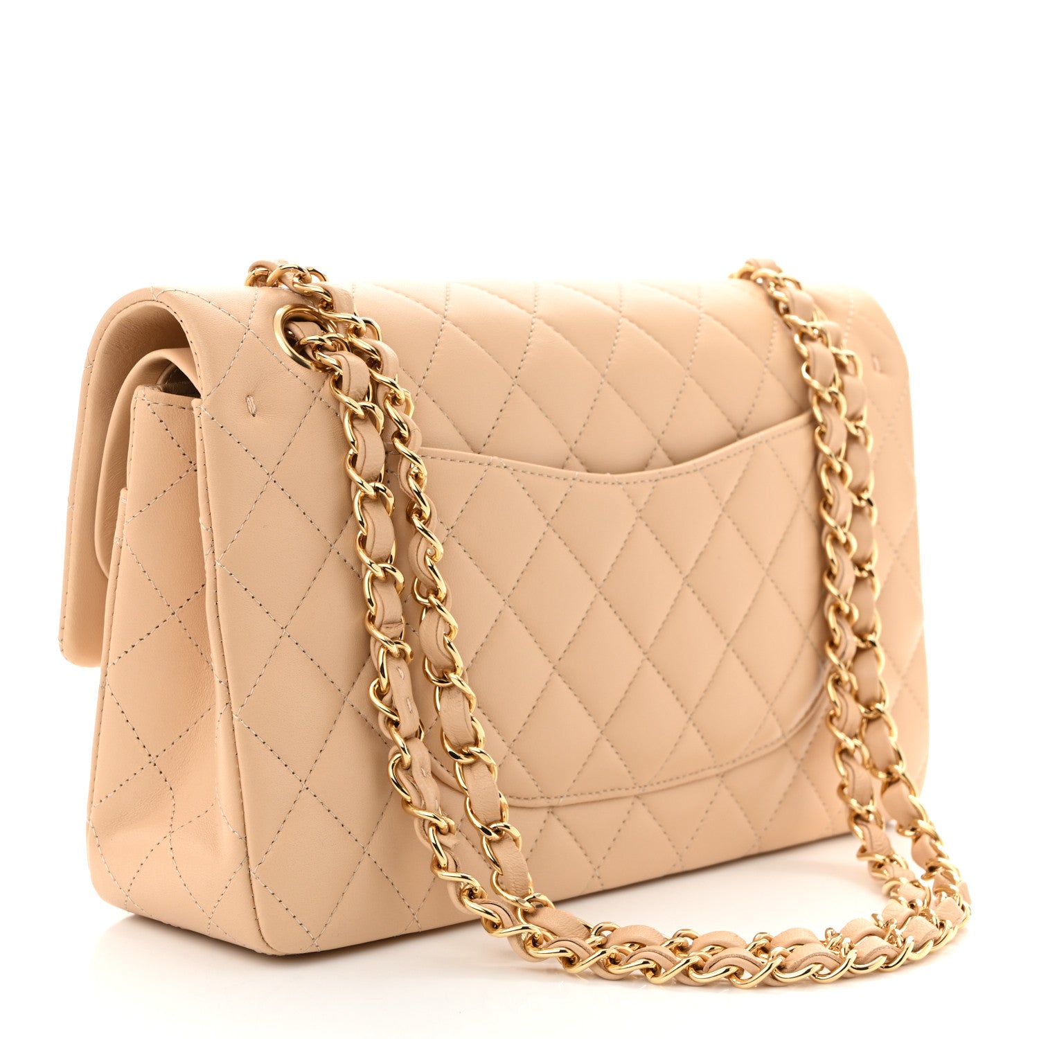 Chanel Lambskin Quilted Medium Double Flap Beige 3 of 12