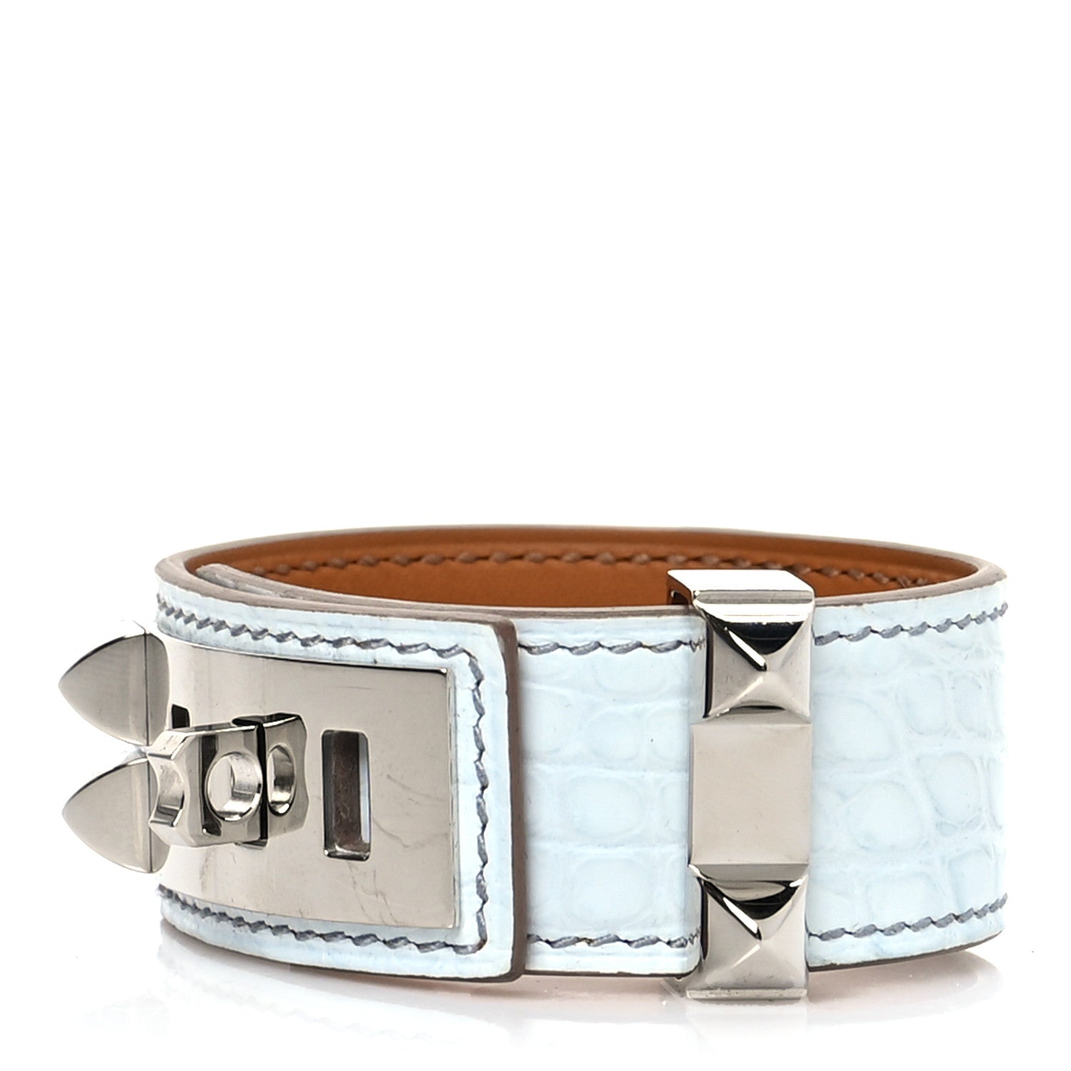 Hermes Matte Alligator Collier de Chien CDC 24 Bracelet T2 Bleu Brume 1 of 6