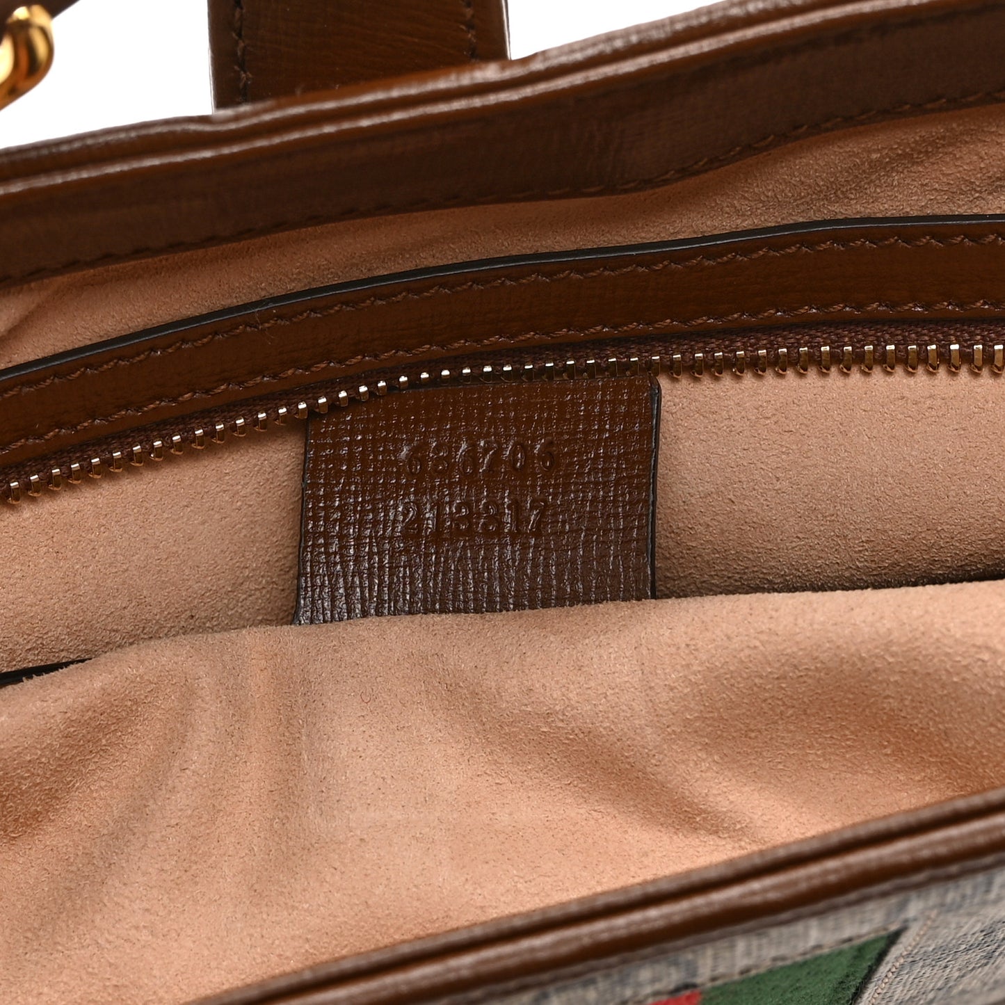 GG Supreme Monogram Azalea Calfskin Web Small Jackie 1961 Hobo Beige Ebony Brown Sugar