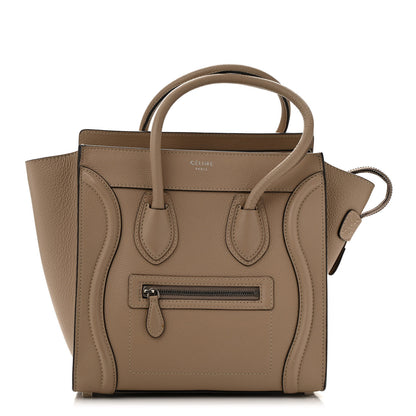 Celine Drummed Calfskin Micro Luggage Dune 1 of 12
