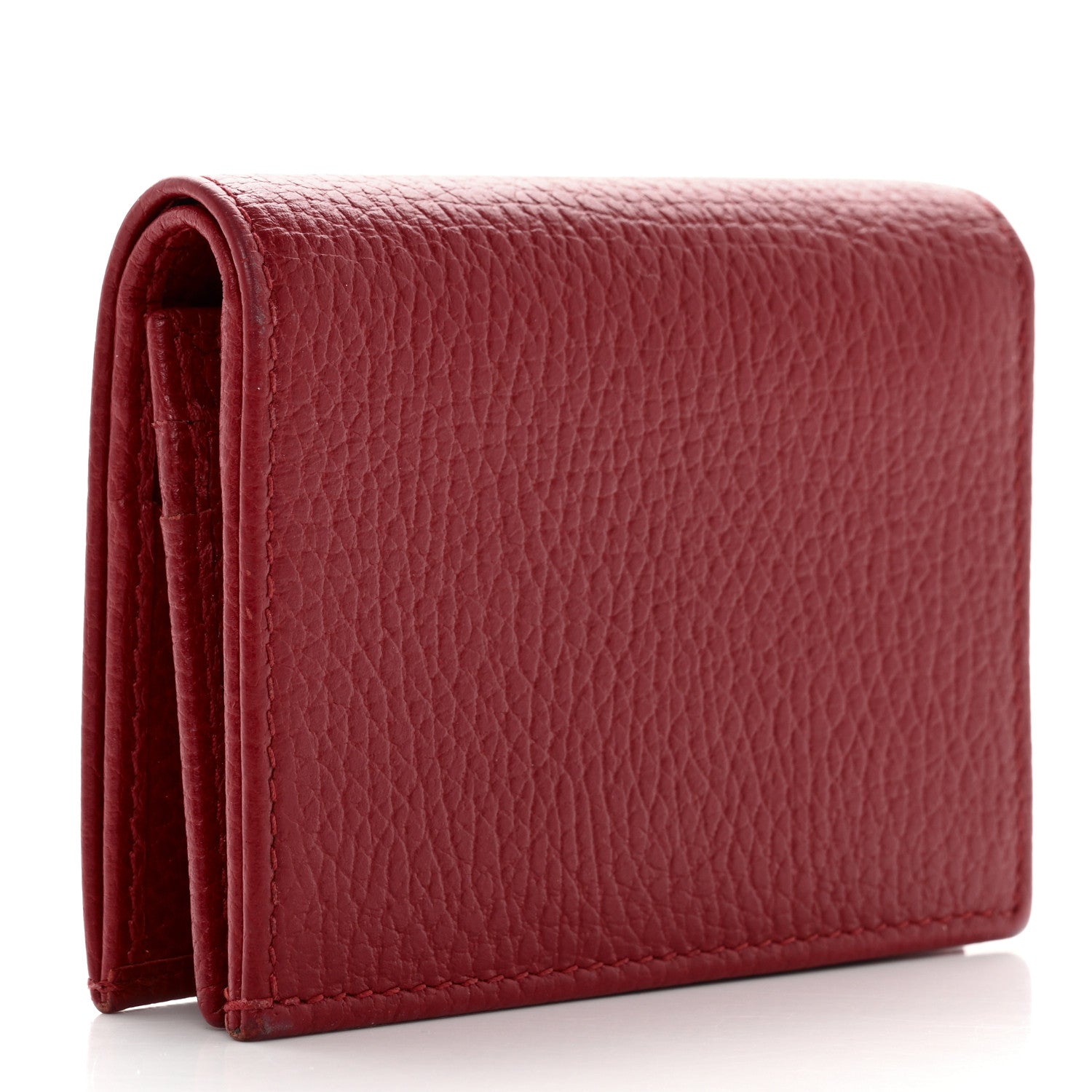 Gucci Pebbled Calfskin GG Marmont Card Case Hibiscus Red 3 of 7