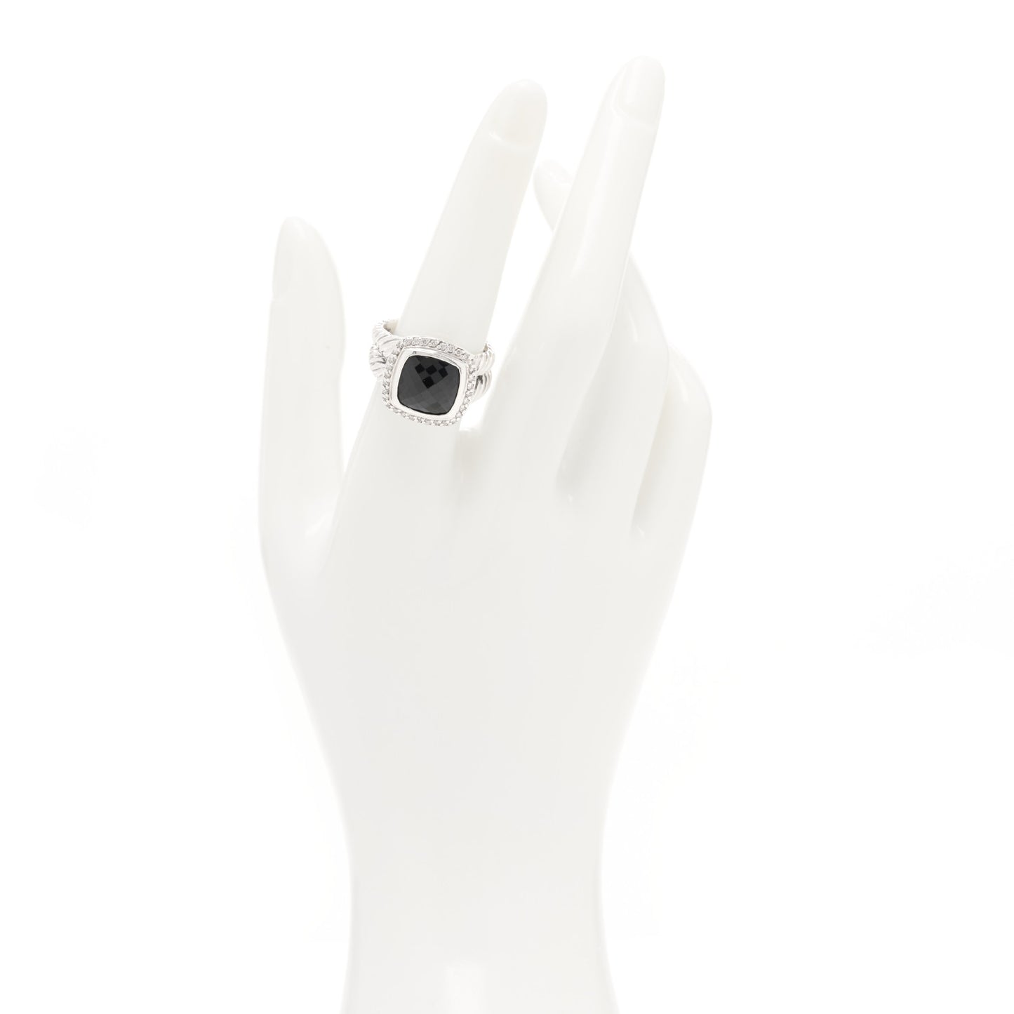 Sterling Silver Diamond Black Onyx 11mm Albion Ring 56 7.5