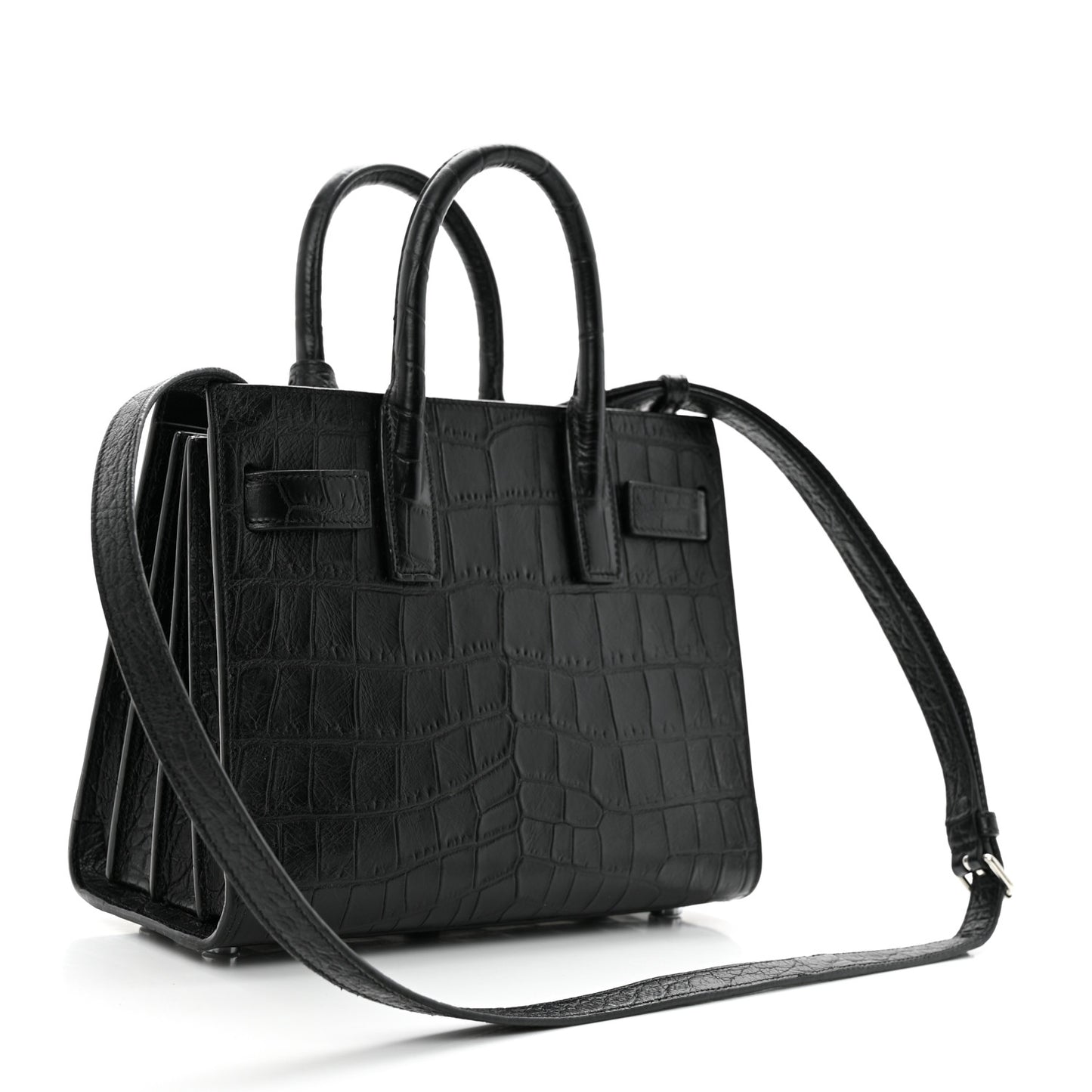 Calfskin Crocodile Embossed Nano Sac De Jour Black