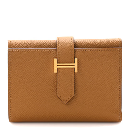Hermes Epsom Verso Tri-Fold Bearn Compact Wallet Sesame Bleu Brume 1 of 7