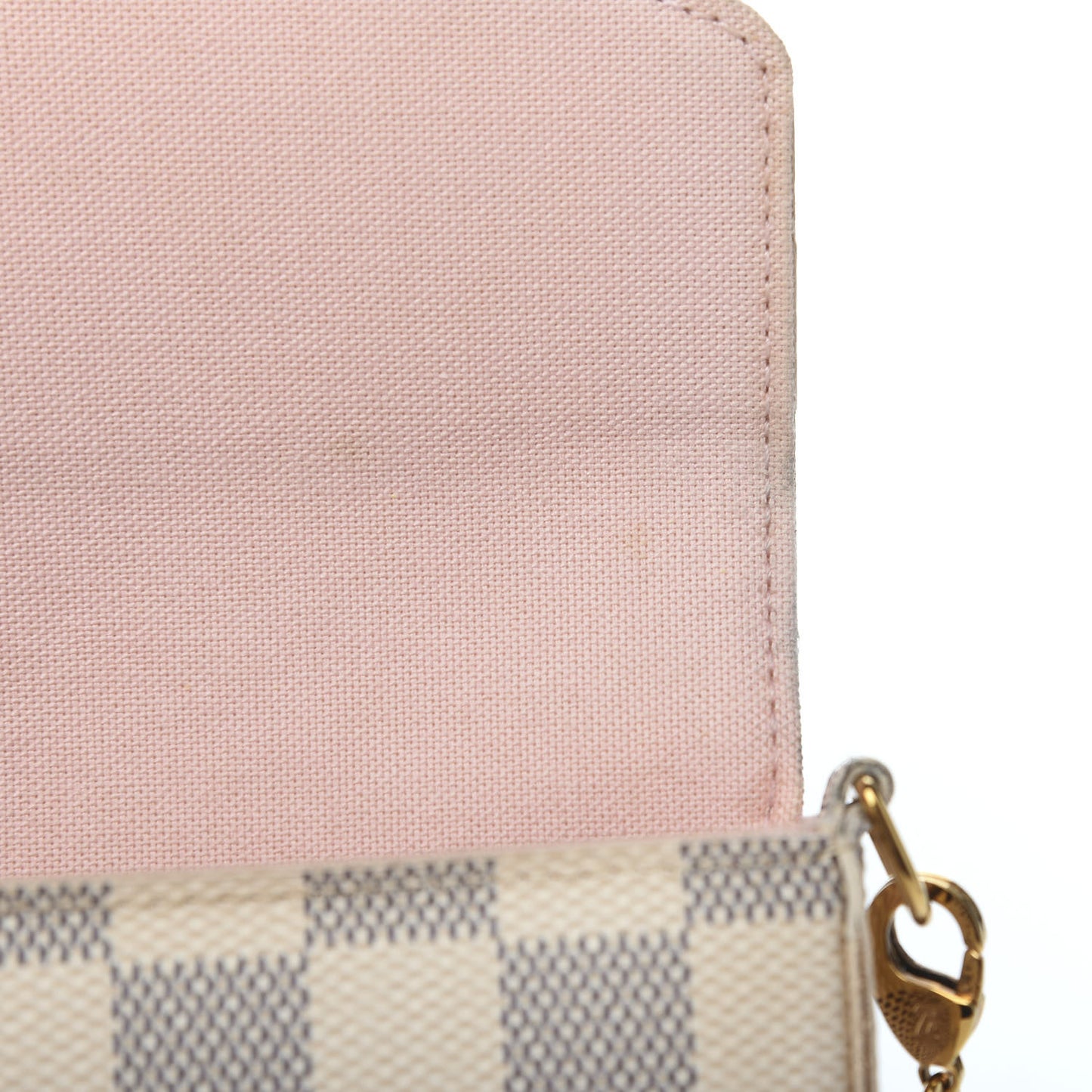 Damier Azur Pochette Felicie Chain Wallet Rose Ballerine