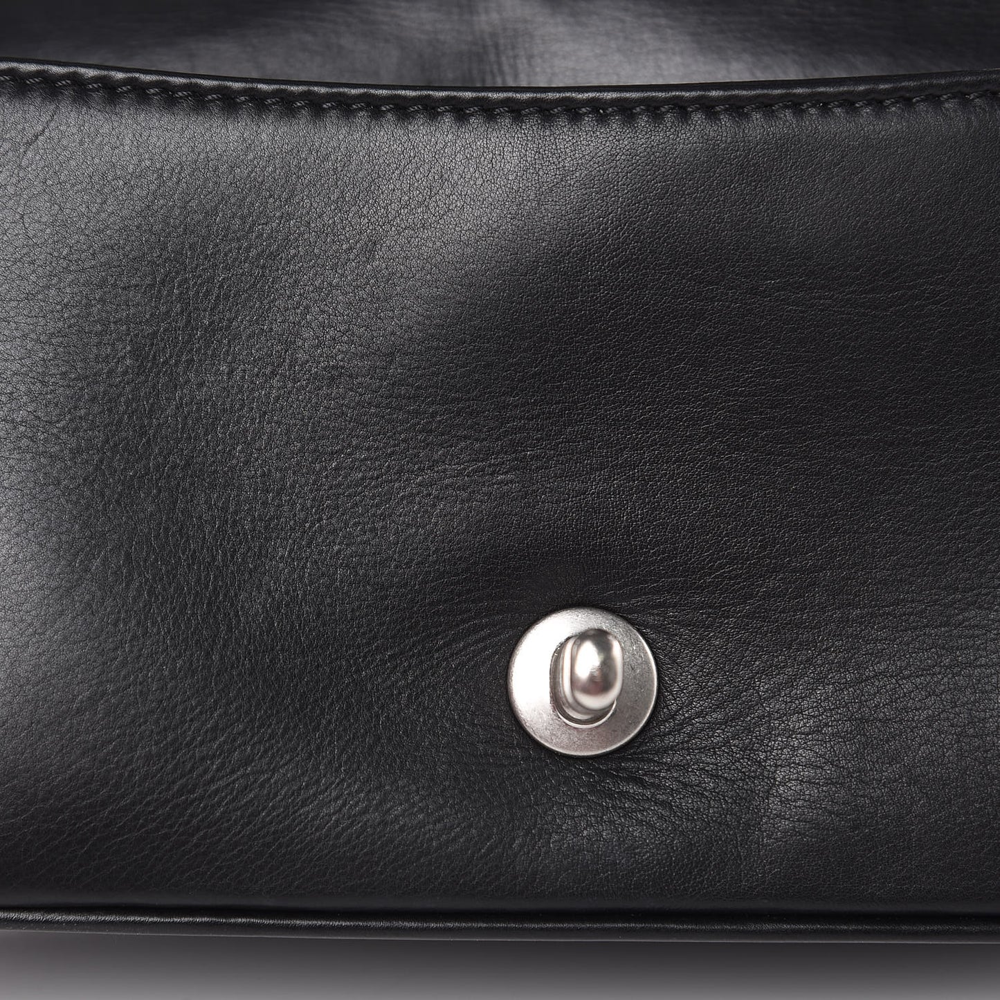 Calfskin Studded Chevron Quilted Flap Black