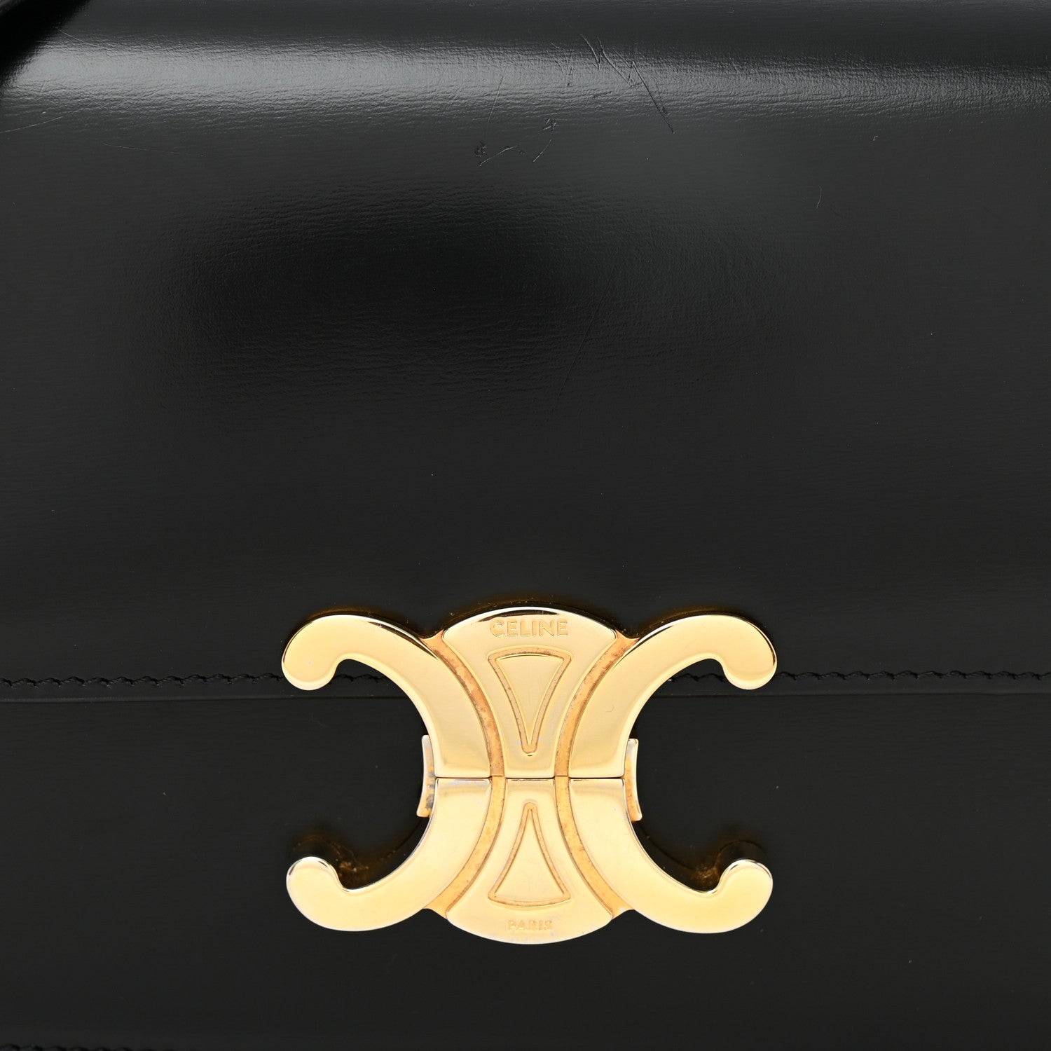 Celine Shiny Calfskin Teen Triomphe Black 7 of 10