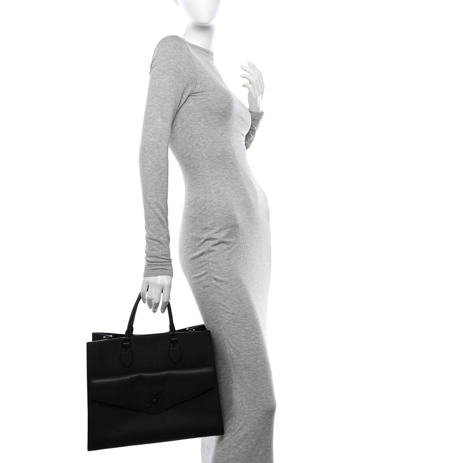Louis Vuitton Soft Calfskin Lockme Tote MM Black 2 of 10