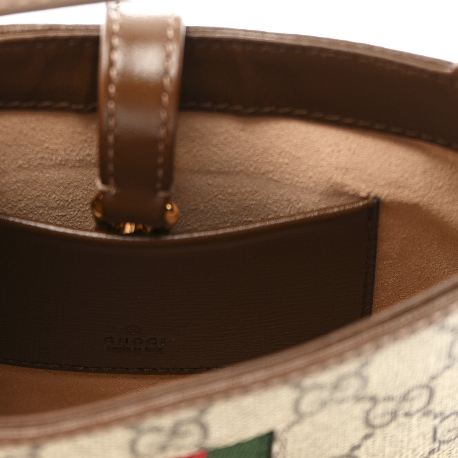 Gucci GG Supreme Monogram Azalea Calfskin Web Mini Jackie 1961 Hobo Beige Ebony Brown Sugar 6 of 10