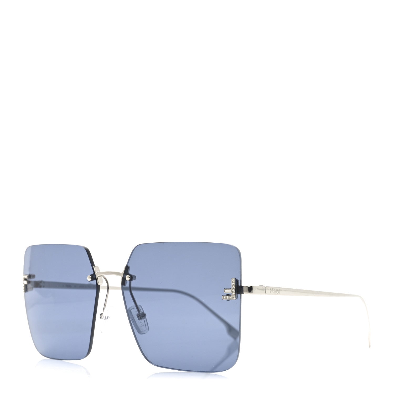 Fendi Metal Fendi First Crystal Sunglasses FE4082US Silver Blue 1 of 6