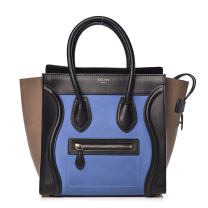 Celine Calfskin Nubuck Suede Micro Tri-Color Luggage Blue 1 of 17