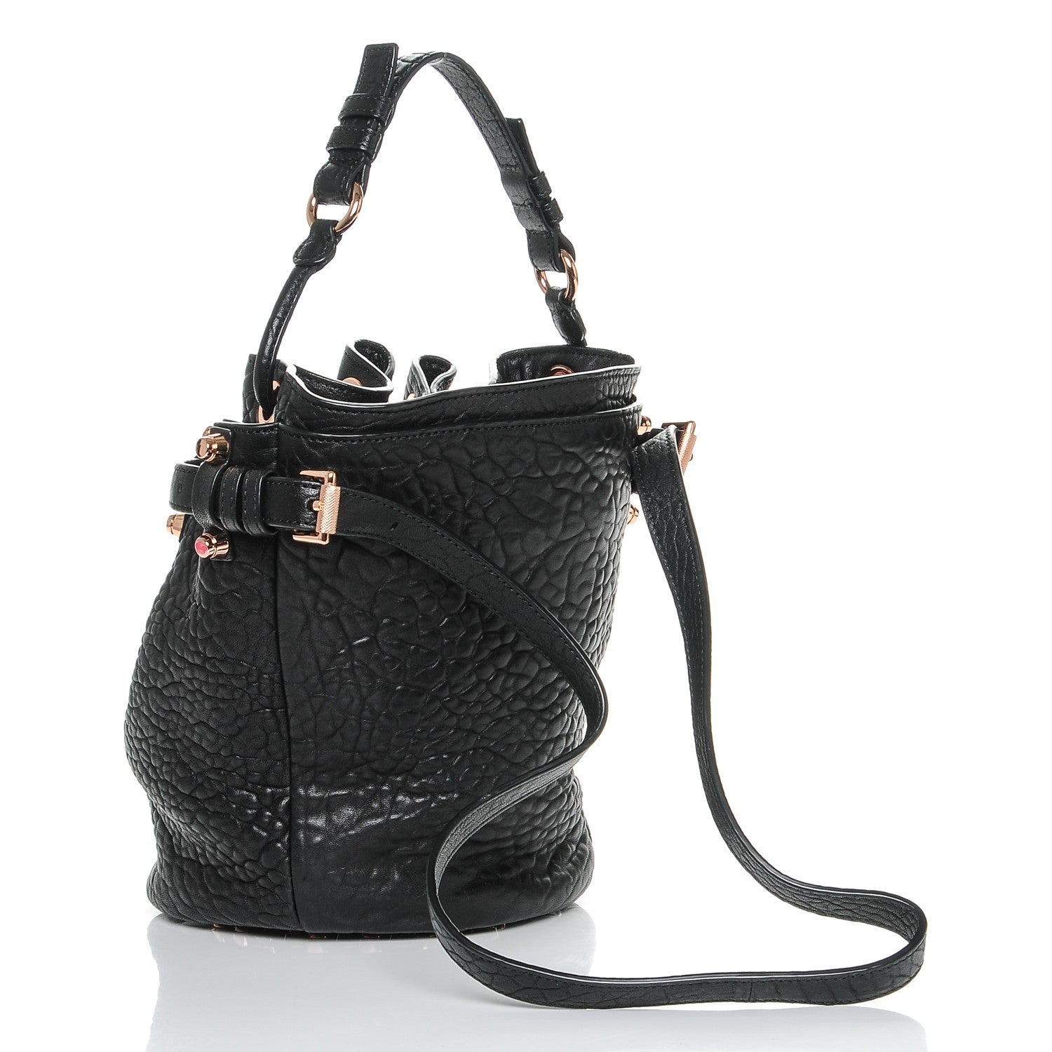 Alexander Wang Pebbled Lambskin Diego Bucket Black Rose Gold Hardware 3 of 7