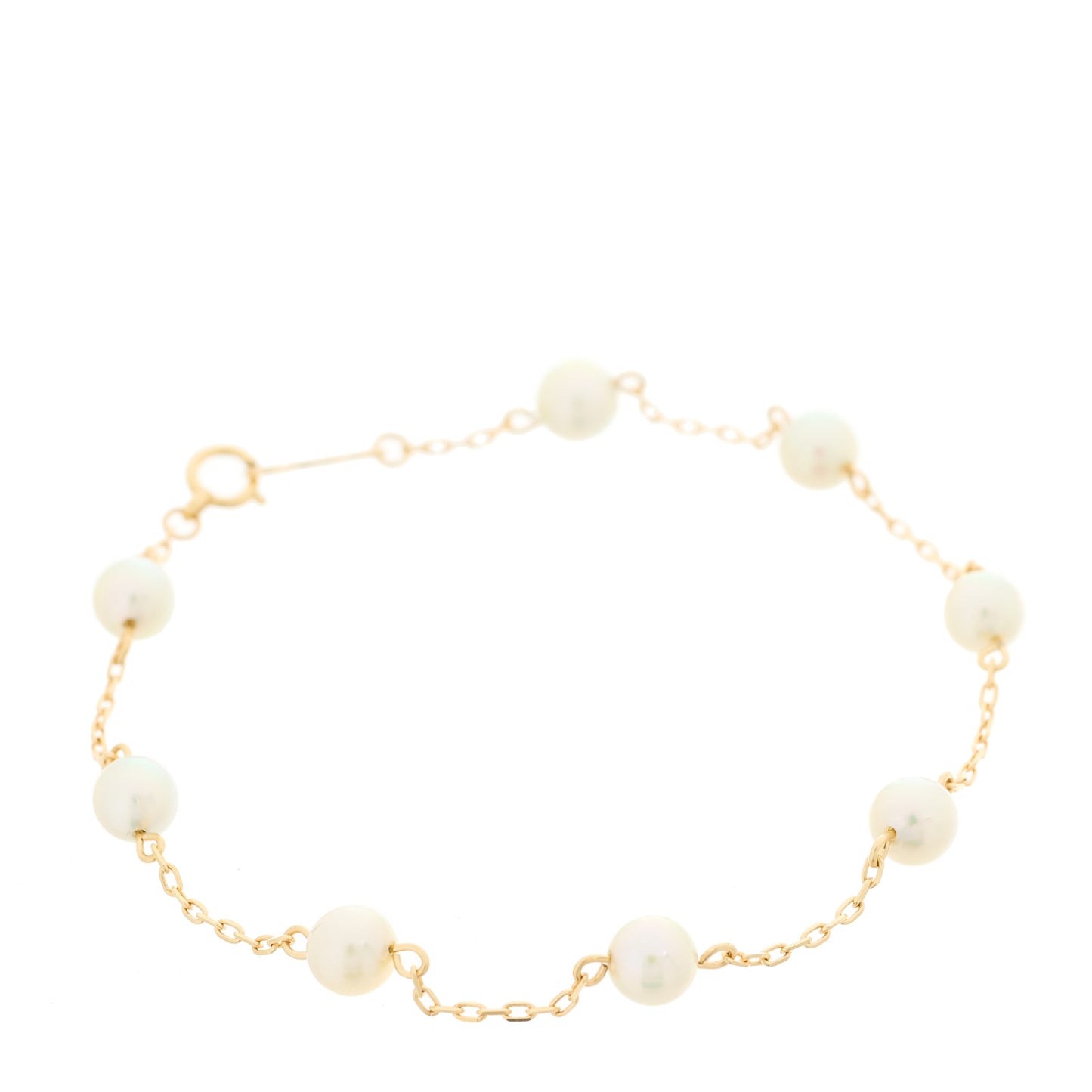 18K Yellow Gold Akoya Pearl 5mm Station Bracelet