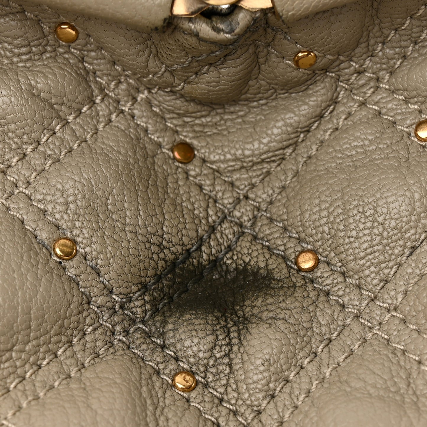 Calfskin Quilted Studded Stam Grey