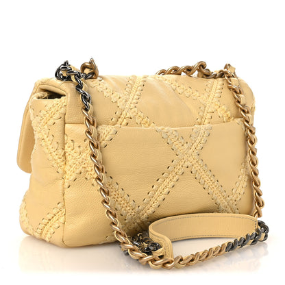 Chanel Calfskin Crochet Medium Chanel 19 Flap Yellow 3 of 13