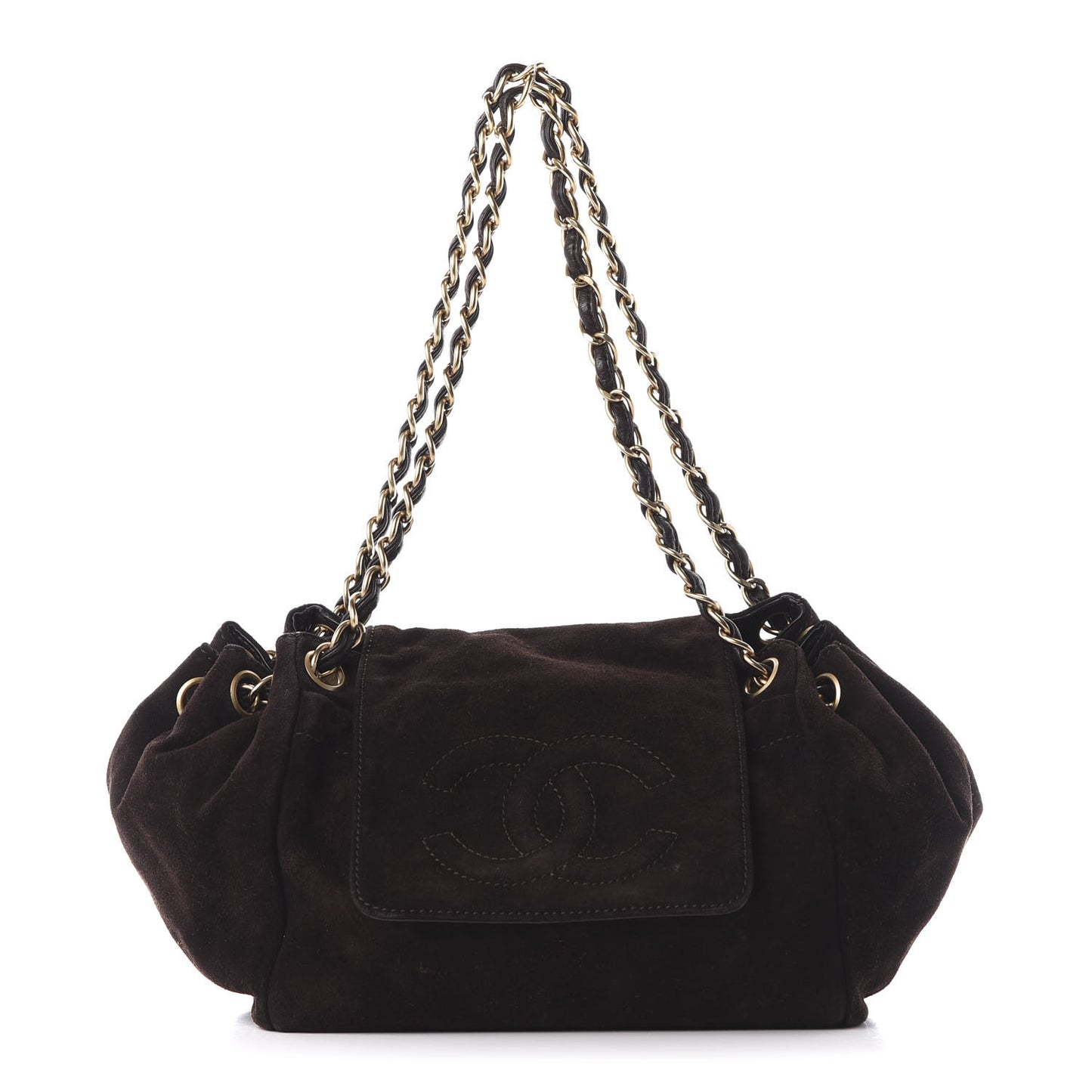 Suede Accordion Flap Brown