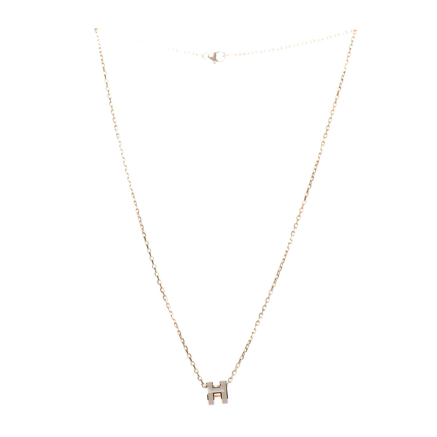 Lacquered Rose Gold Mini Pop H Pendant Necklace Marron Glace