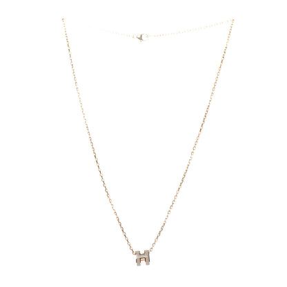 Hermes Lacquered Rose Gold Mini Pop H Pendant Necklace Marron Glace 3 of 6