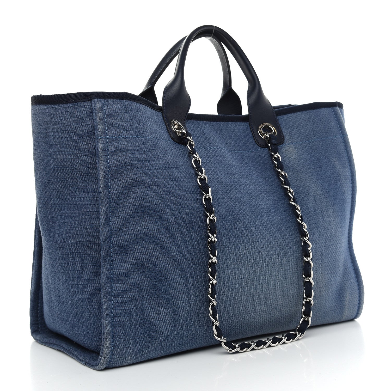 Chanel Canvas Medium Deauville Tote Blue 3 of 10
