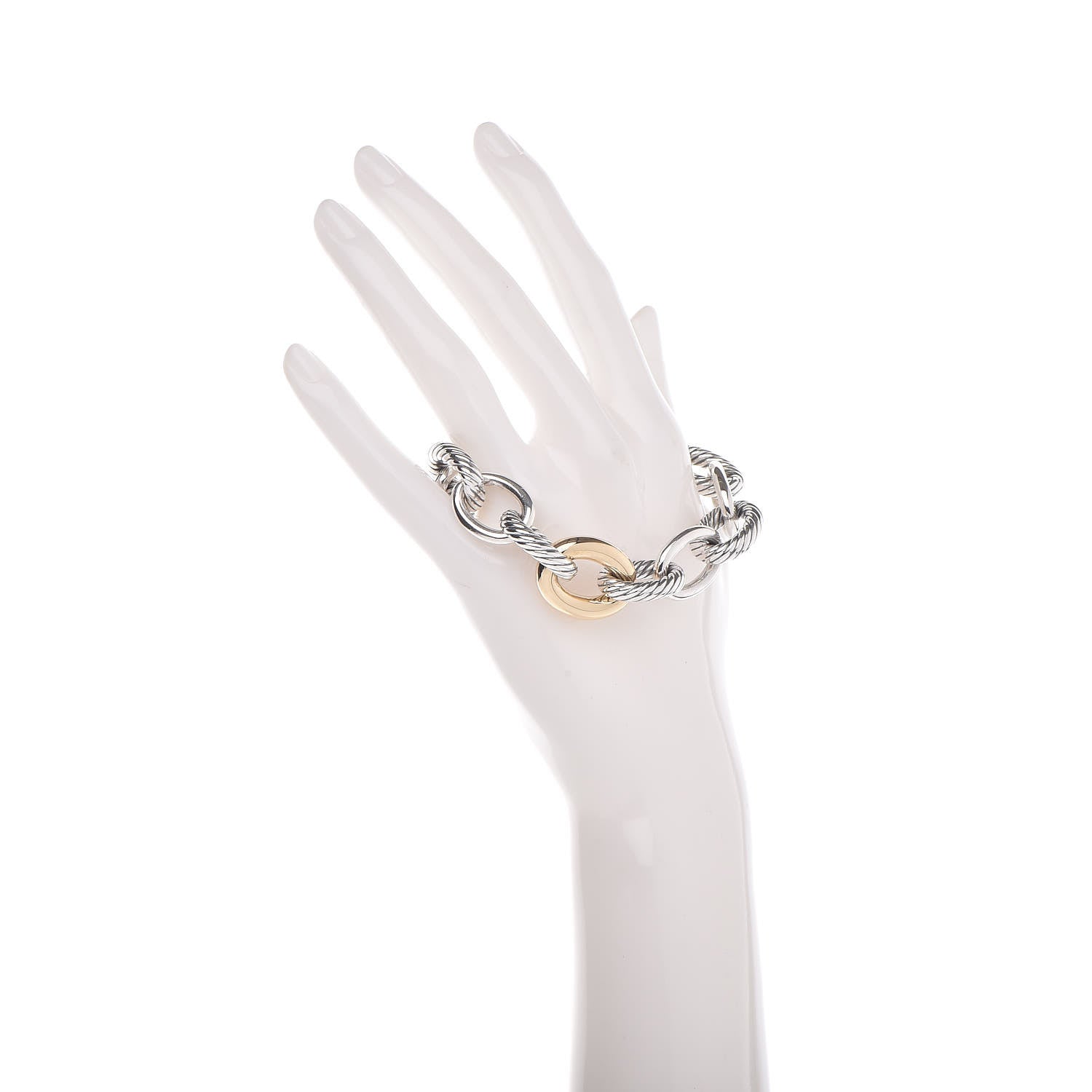 David Yurman Sterling Silver 18K Yellow Gold 19mm Extra Large Oval Link Bracelet 2 of 6