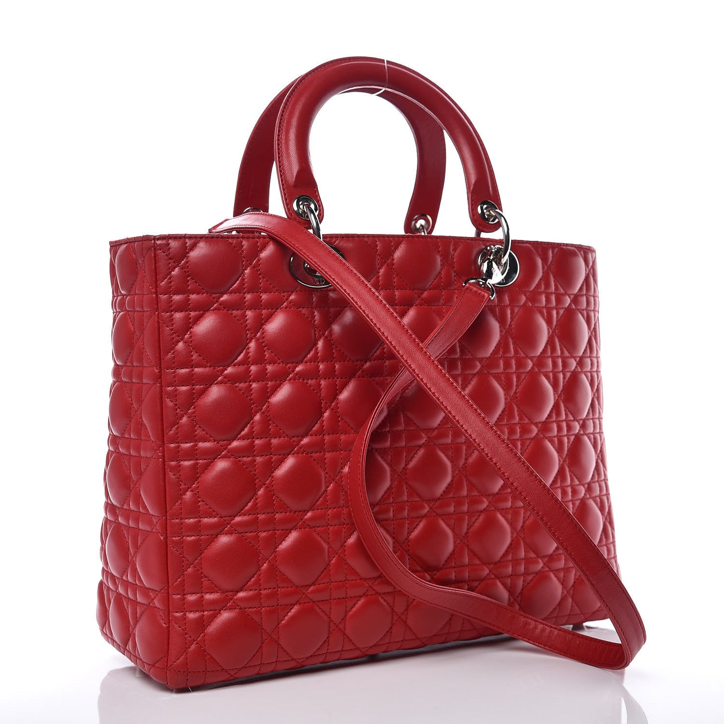 Lambskin Cannage Large Lady Dior Red