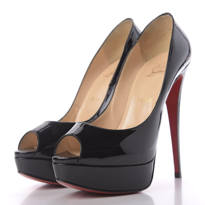 Christian Louboutin Patent Lady Peep 150 Pumps 40 Black 3 of 9
