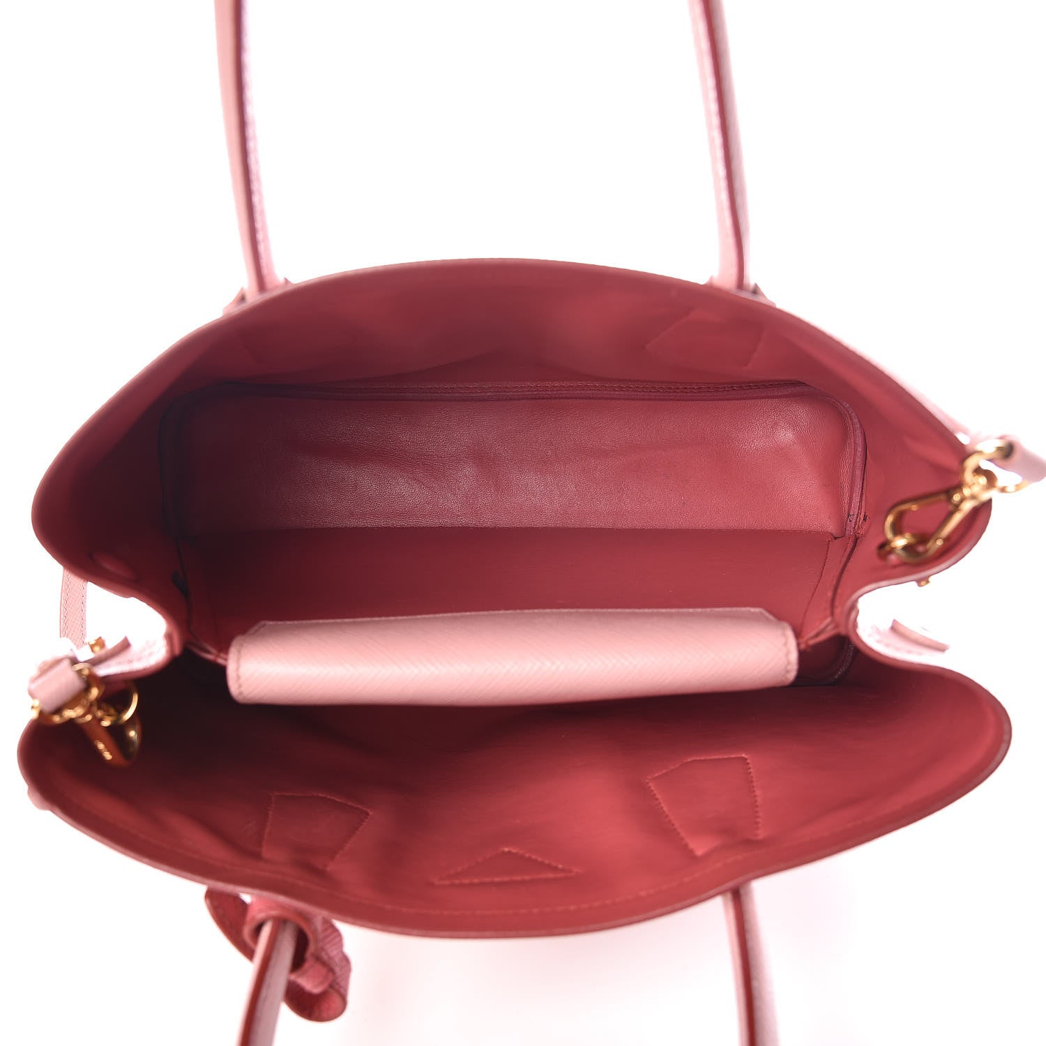 Prada Saffiano Cuir Bi-Color Small Double Handle Bag Pesca Tamaris 5 of 15