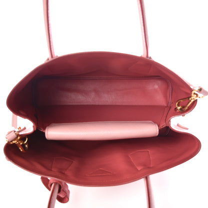 Prada Saffiano Cuir Bi-Color Small Double Handle Bag Pesca Tamaris 5 of 15