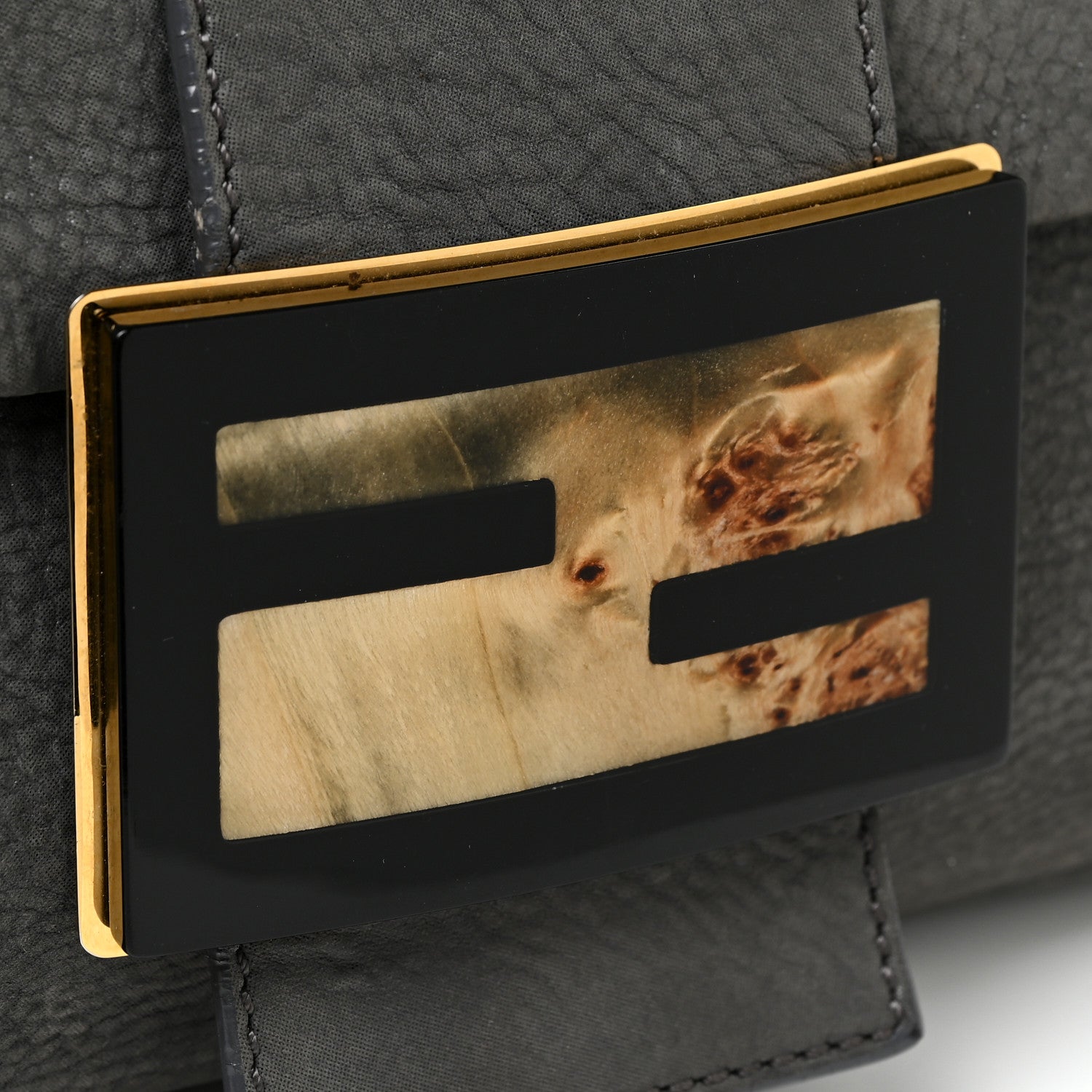 Fendi Vitello Savana Big Mama Baguette Grigio Tartaruga Natural 22 of 22