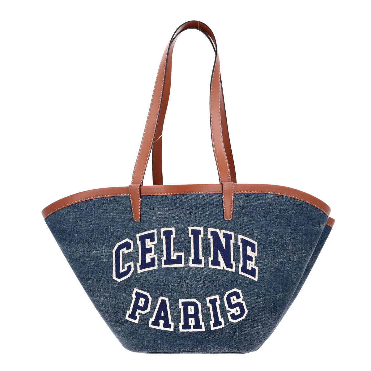Celine Denim Calfskin Large Couffin Logo Tote Blue 1 of 10