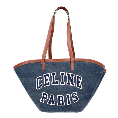 Celine Denim Calfskin Large Couffin Logo Tote Blue 1 of 10