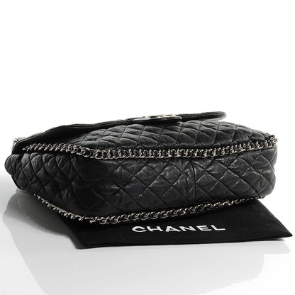 Chanel Washed Lambskin Chain Around Maxi Flap Bag Black 4 of 7