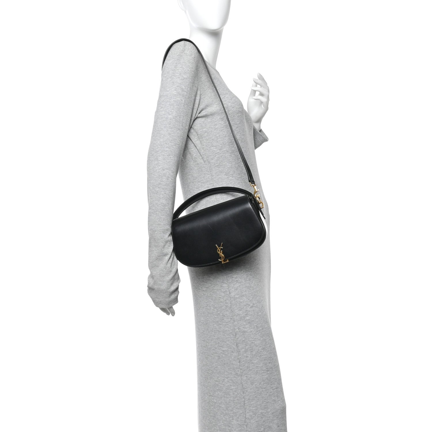 Saint Laurent Box Calfskin Voltaire Top Handle Crossbody Bag Black