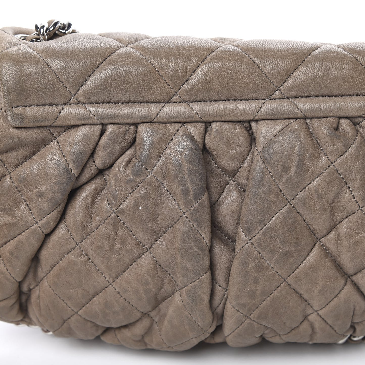 Washed Lambskin Quilted Medium Chain Around Messenger Taupe