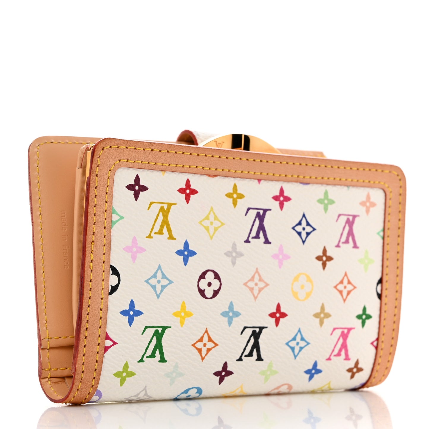 LOUIS VUITTON Monogram Multicolor French Purse Wallet White