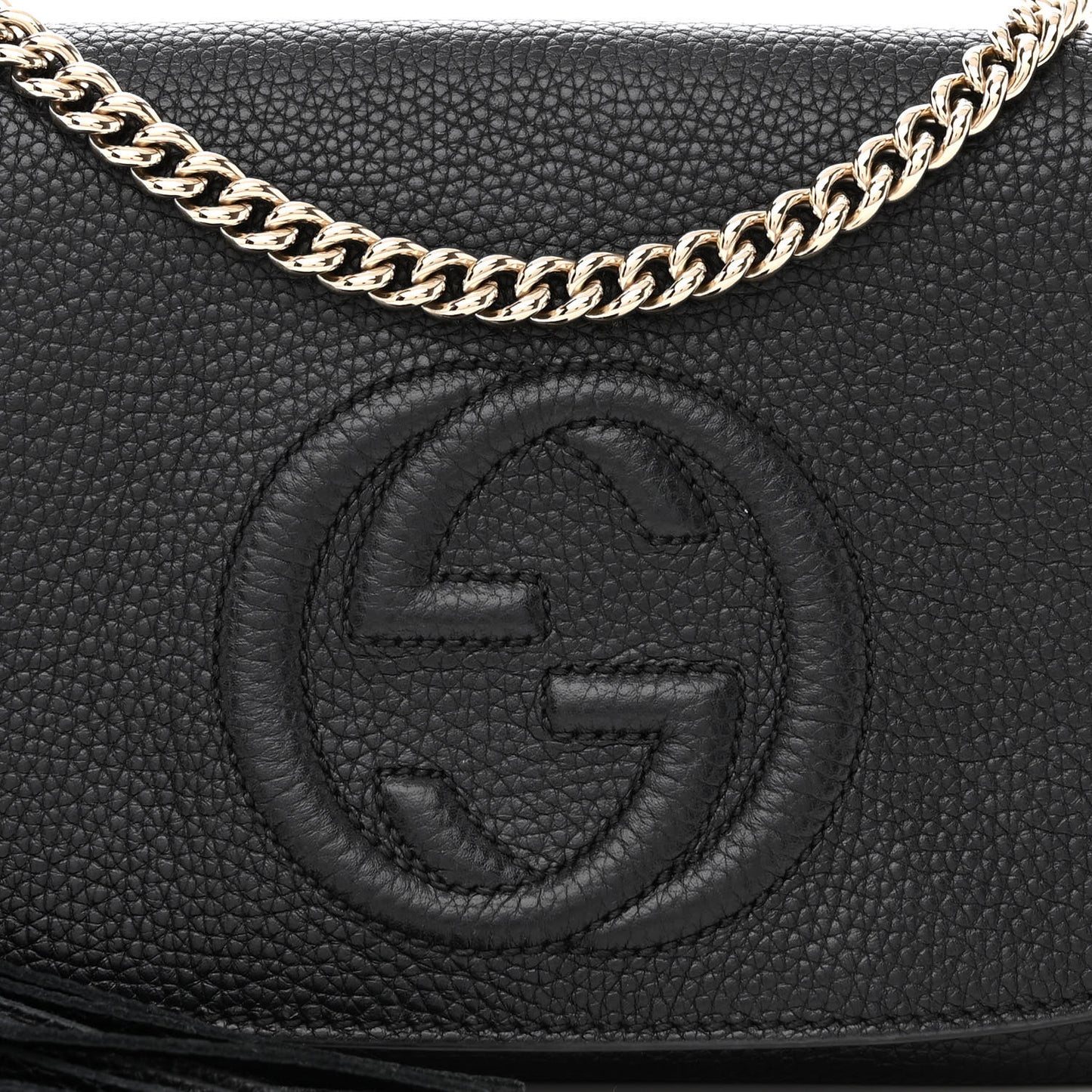 Pebbled Calfskin Medium Soho Flap Crossbody Black