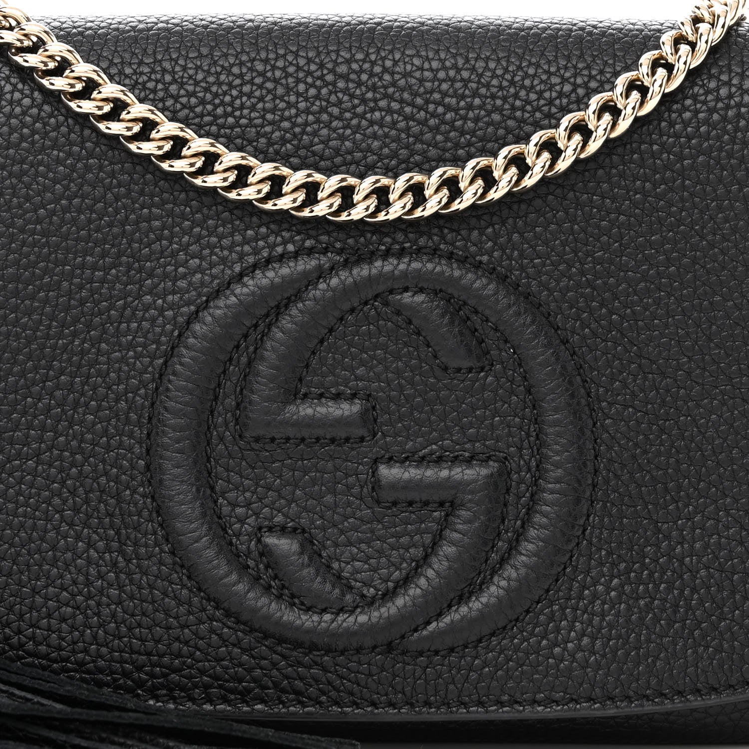 Gucci Pebbled Calfskin Medium Soho Flap Crossbody Black 8 of 10