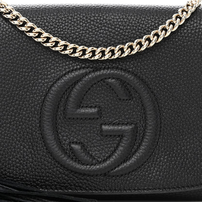 Gucci Pebbled Calfskin Medium Soho Flap Crossbody Black 8 of 10