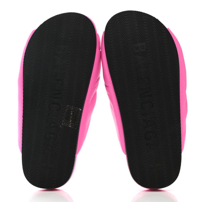 Balenciaga Smooth Nappa Logo Puffy Slide Sandals 37 Fluo Pink White 5 of 7