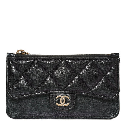 Chanel Iridescent Caviar Quilted Flap Zip Card Holder Black 1 of 10